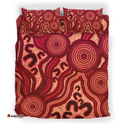 Australia Aboriginal Bedding Set Indigenous Symbol Dot Painting Art Ver 15