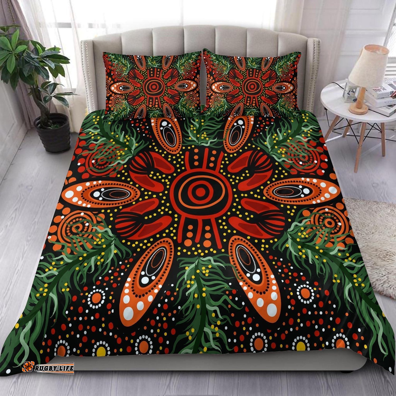 Australia Aboriginal Bedding Set Indigenous Leaf Ver 1