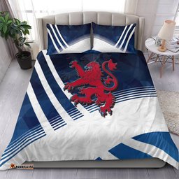 Scotland Celtic Bedding Set Scottish Flag Lion Polygon Style