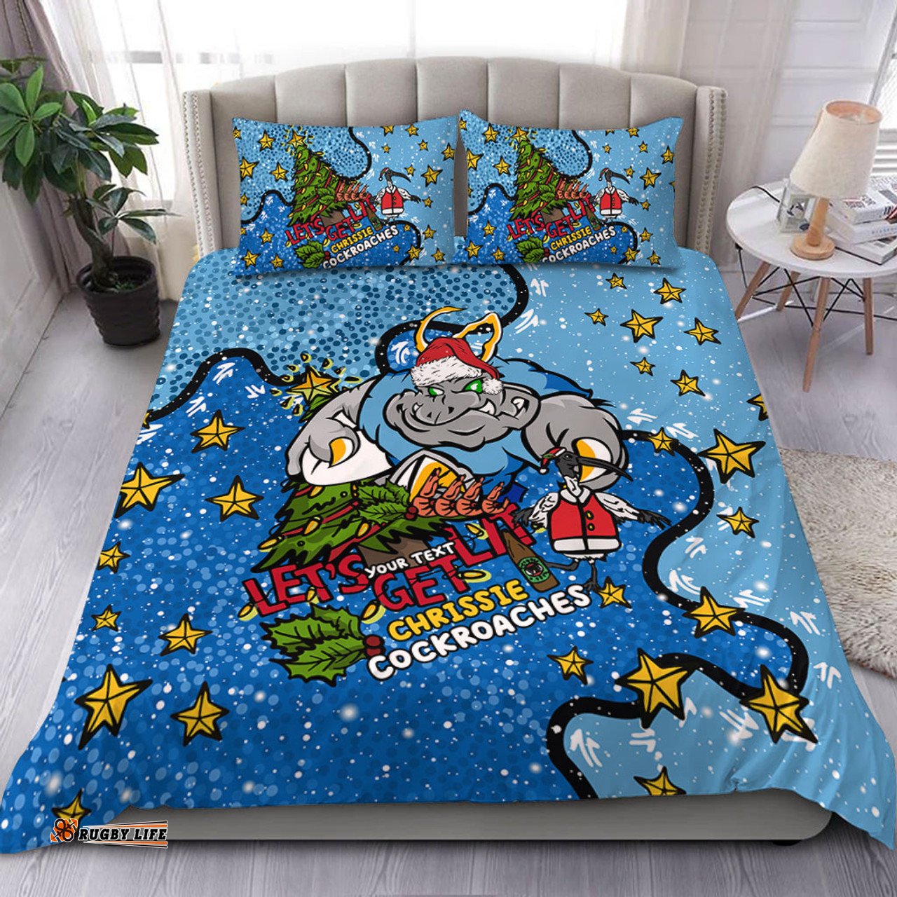 New South Wales Cockroaches Christmas Custom Bedding Set - Let's Get Lit Chrisse Pressie Bedding Set