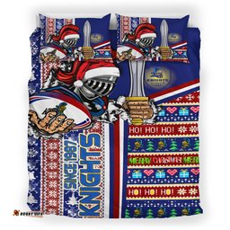 Newcastle Knights Christmas Bedding Set - Custom Merry "Novocastrians" Christmas With Snowflakes Ho Ho Ho Scratch Bedding Set