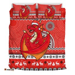 St. George Illawarra Dragons Bedding Set - Australia Ugly Xmas With Aboriginal Patterns For Die Hard Fans