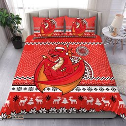 St. George Illawarra Dragons Bedding Set - Australia Ugly Xmas With Aboriginal Patterns For Die Hard Fans