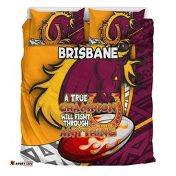 Brisbane Broncos Bedding Set - A True Champion Will Fight Through Anything With Polynesian Patterns