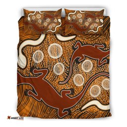 Aboriginal Bedding Set Indigenous Brown Lizard and White Snake