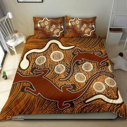 Aboriginal Bedding Set Indigenous Brown Lizard and White Snake