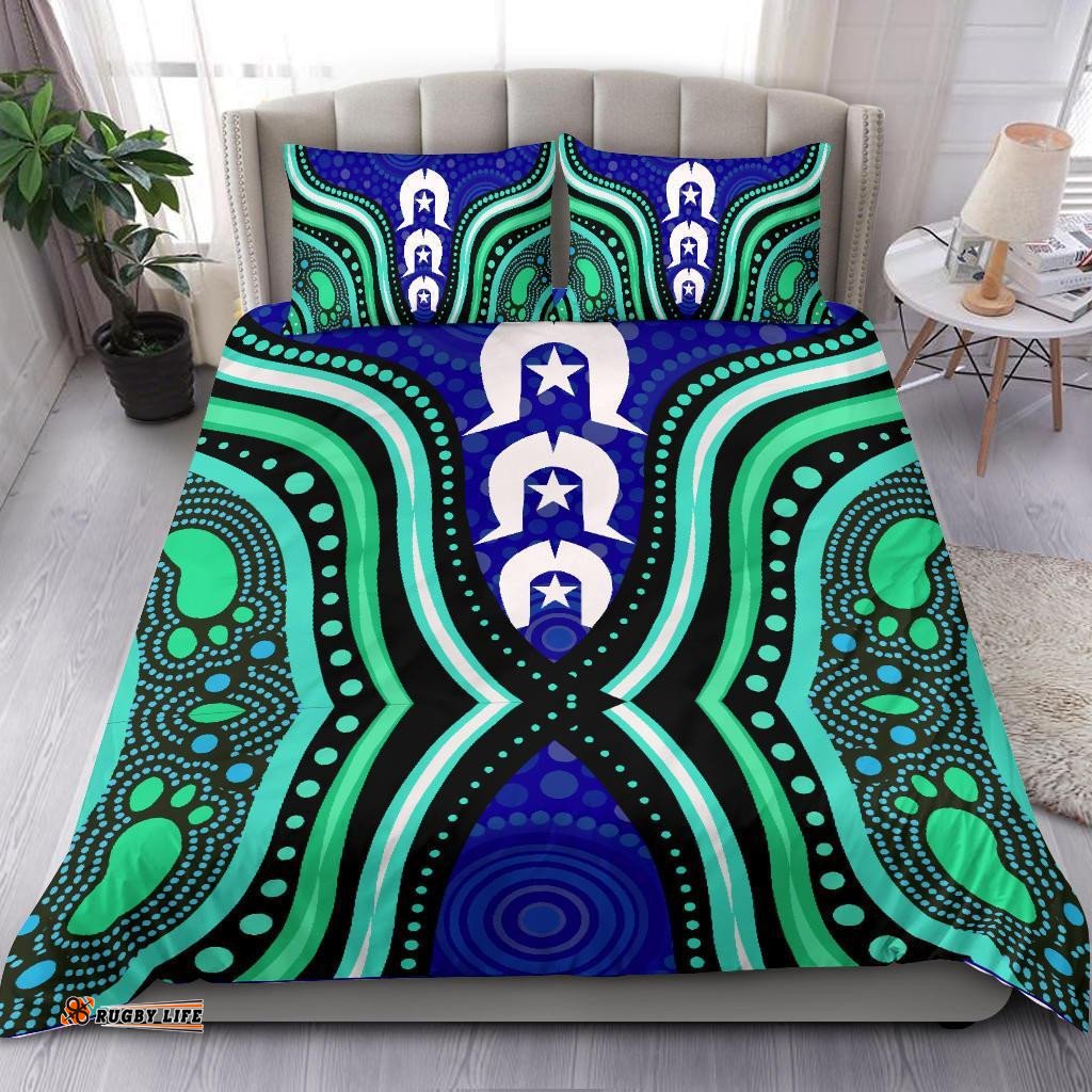 Torres Strait Bedding Set Torres Strait Symbol And Aboriginal Patterns