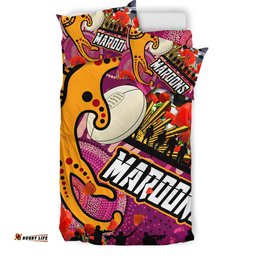 Maroons Rugby Anzac Aboriginal Inspired Bedding Set - Maroons Aboriginal Inspired Pattern with Anzac Day Poppy Flower Bedding Set