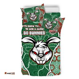 South Sydney Rabbitohs Grand Final Custom Bedding Set - Custom Rabbitohs With Contemporary Style Of Aboriginal Painting Bedding Set