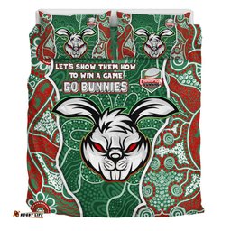 South Sydney Rabbitohs Grand Final Custom Bedding Set - Custom Rabbitohs With Contemporary Style Of Aboriginal Painting Bedding Set
