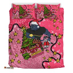 Penrith Panthers Christmas Custom Bedding Set - Let's Get Lit Chrisse Pressie Pink Bedding Set