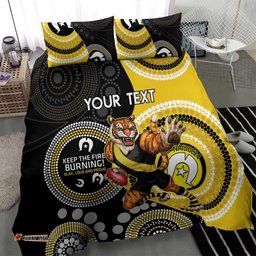 Custom AFL Richmond NAIDOC Week Bedding Set Keep The Fire Burning Indigenous Art