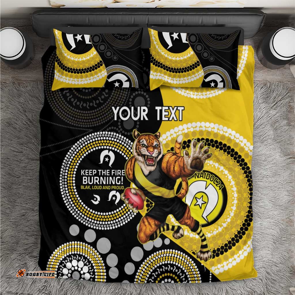 Custom AFL Richmond NAIDOC Week Bedding Set Keep The Fire Burning Indigenous Art