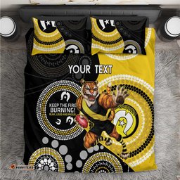 Custom AFL Richmond NAIDOC Week Bedding Set Keep The Fire Burning Indigenous Art