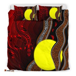 Aboriginal Bedding Set Aboriginal Flag Lizard Dot Painting Style