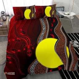 Aboriginal Bedding Set Aboriginal Flag Lizard Dot Painting Style