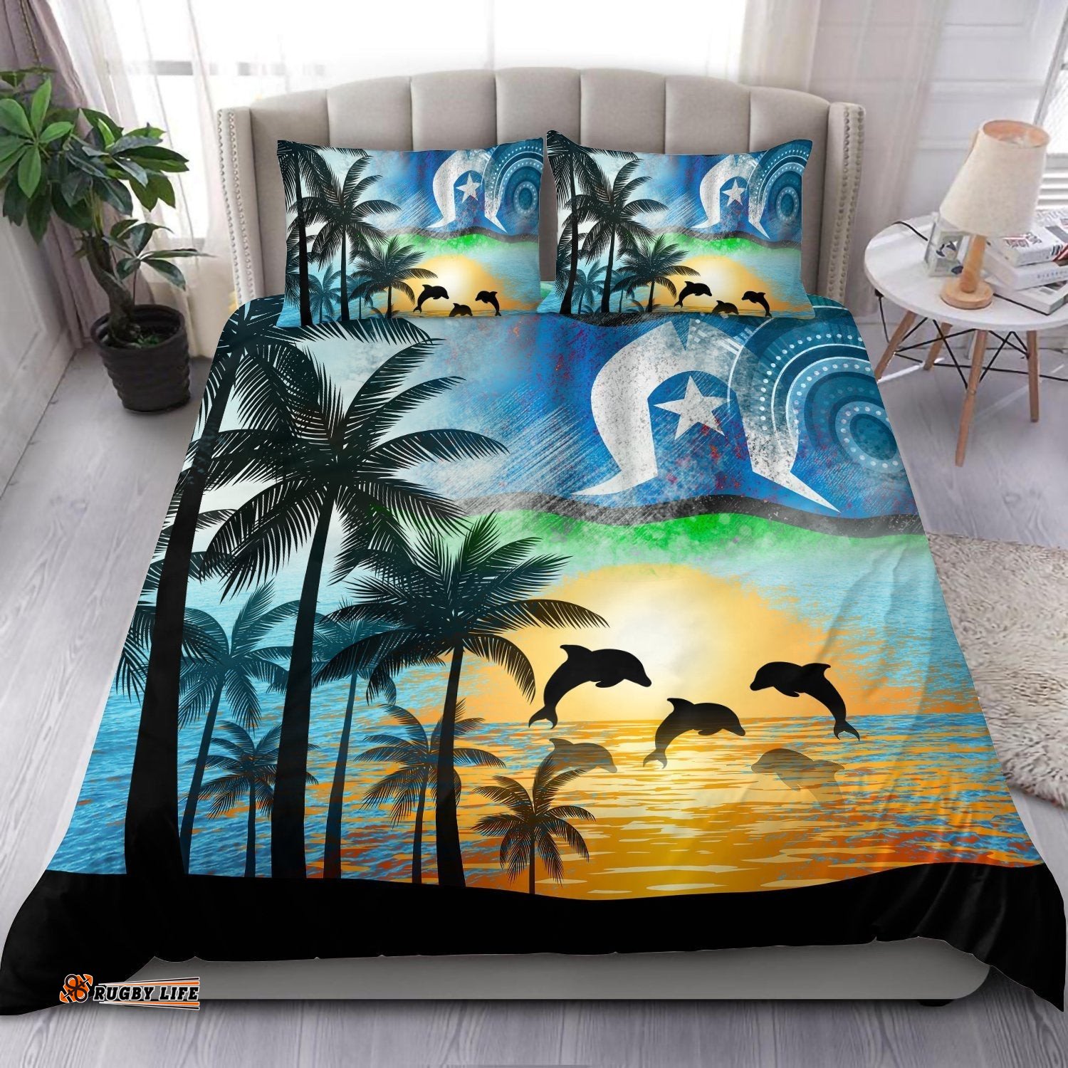 Australia Aboriginal Bedding Set Torres And Coconut Palms