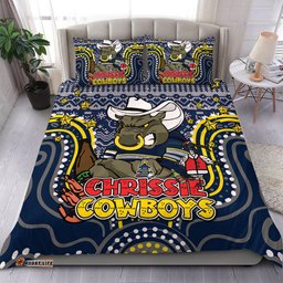North Queensland Cowboys Christmas Custom Bedding Set - Christmas Knit Patterns Vintage Jersey Ugly Bedding Set