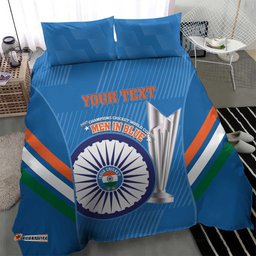 Custom India Cricket Bedding Set 2nd Champions World Cup Men In Blue