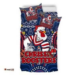 Sydney Roosters Christmas Custom Bedding Set - Christmas Knit Patterns Vintage Jersey Ugly Bedding Set