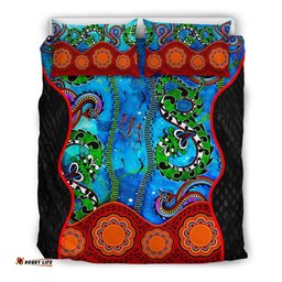 Aboriginal Bedding Set Aussie Indigenous Patterns Blue