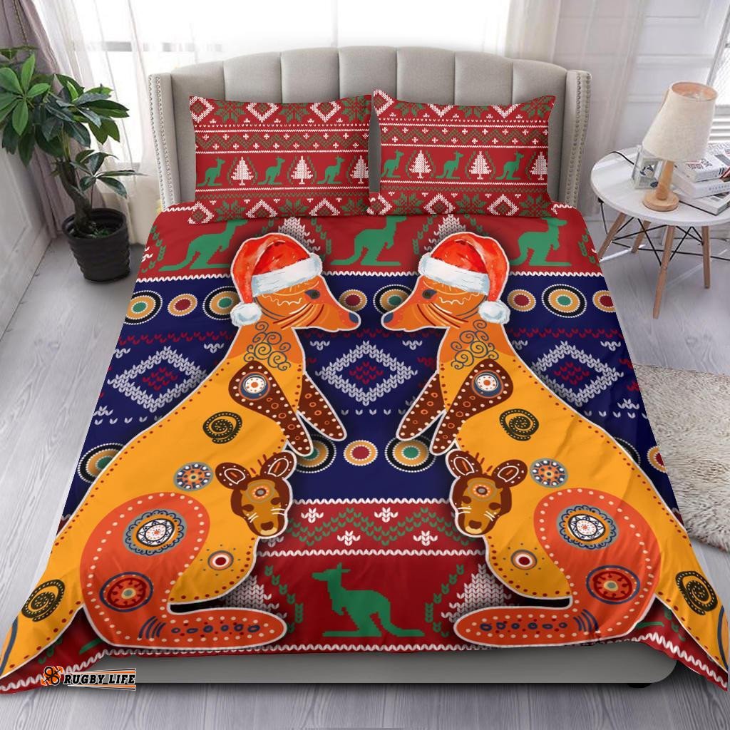 Australia Christmas Bedding Set Mother Kangaroo In Christmas