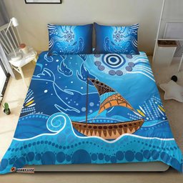 Bedding Set Aboriginal View Sea With Fish And Boat
