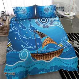 Bedding Set Aboriginal View Sea With Fish And Boat