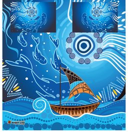 Bedding Set Aboriginal View Sea With Fish And Boat