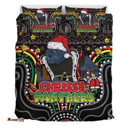 Penrith Panthers Christmas Custom Bedding Set - Christmas Knit Patterns Vintage Jersey Ugly Bedding Set