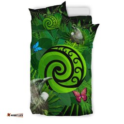 New Zealand Bedding Set Koru Fern Mix Tui Bird Tropical Floral