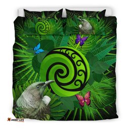 New Zealand Bedding Set Koru Fern Mix Tui Bird Tropical Floral