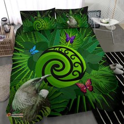 New Zealand Bedding Set Koru Fern Mix Tui Bird Tropical Floral