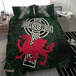 Wales Celtic Bedding Set Celtic Cross and Cymru Skew Style