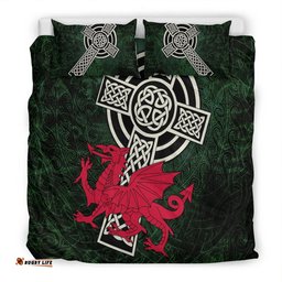 Wales Celtic Bedding Set Celtic Cross and Cymru Skew Style