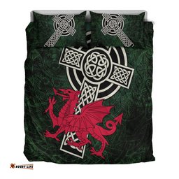 Wales Celtic Bedding Set Celtic Cross and Cymru Skew Style