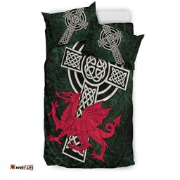 Wales Celtic Bedding Set Celtic Cross and Cymru Skew Style