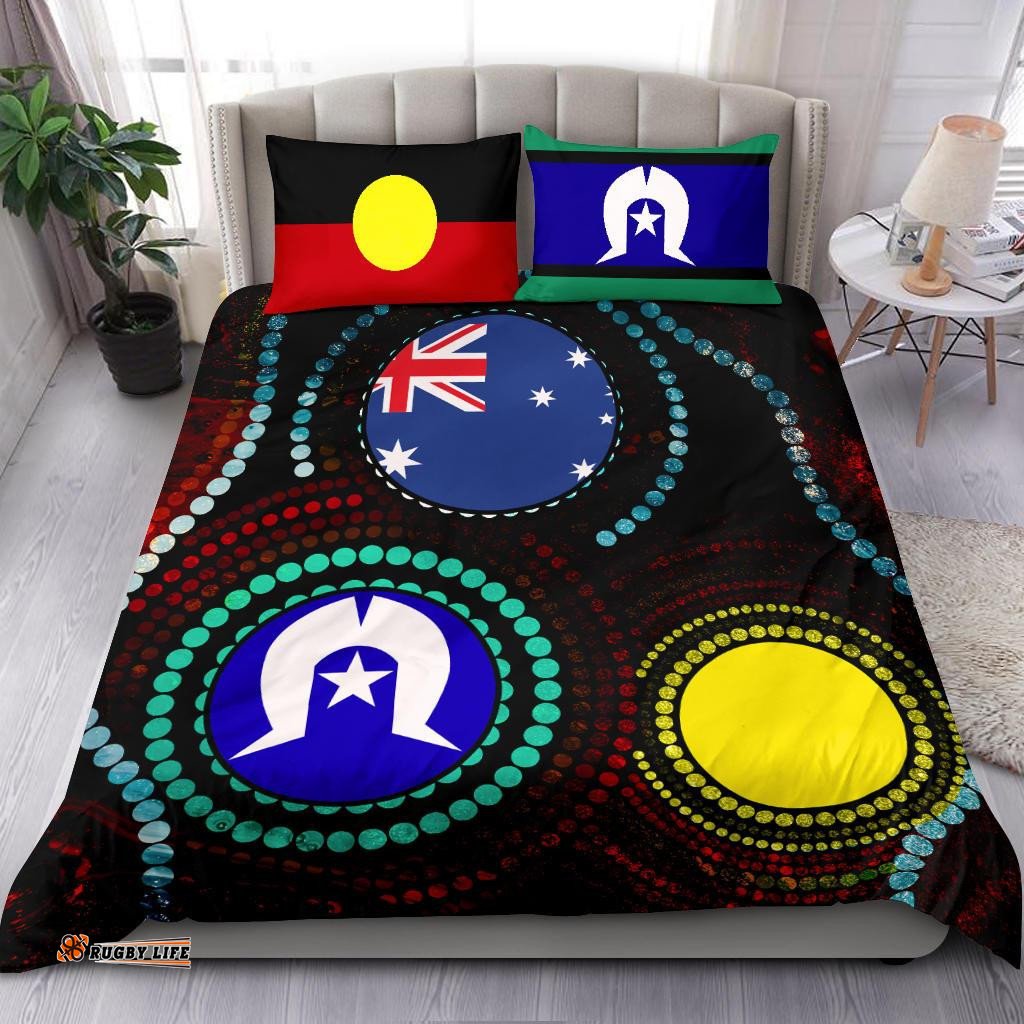 Bedding Set Aboriginal Aboriginal Dot Painting and Flag