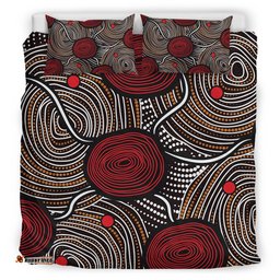 Australia Aboriginal Bedding Set Indigenous Symbol Dot Painting Art Ver
