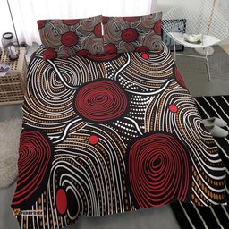 Australia Aboriginal Bedding Set Indigenous Symbol Dot Painting Art Ver