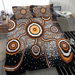 Australia Aboriginal Bedding Set Indigenous Symbol Dot Painting Art Ver 7