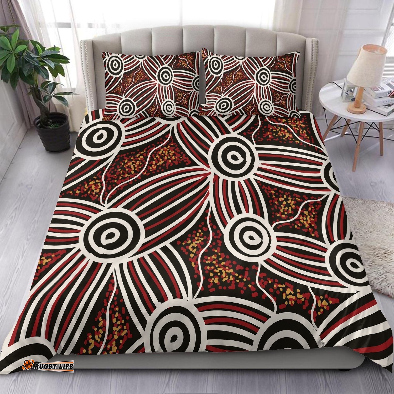 Australia Aboriginal Bedding Set Indigenous Symbol Dot Painting Art Ver 16