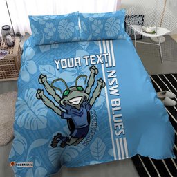 Custom NSW Blues Rugby Bedding Set Cockroaches Polynesian Pattern Tropical Vibes