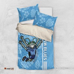 Custom NSW Blues Rugby Bedding Set Cockroaches Polynesian Pattern Tropical Vibes