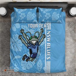 Custom NSW Blues Rugby Bedding Set Cockroaches Polynesian Pattern Tropical Vibes