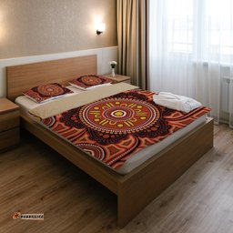 Australia Aboriginal Bedding Set Indigenous Symbol Dot Painting Art Ver 8
