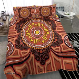 Australia Aboriginal Bedding Set Indigenous Symbol Dot Painting Art Ver 8