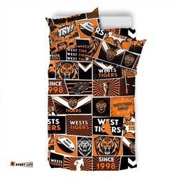 Wests Tigers Bedding Set - Team Of Us Die Hard Fan Supporters Comic Style