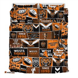 Wests Tigers Bedding Set - Team Of Us Die Hard Fan Supporters Comic Style
