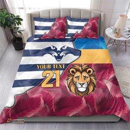Brisbane-Geelong Football Custom Bedding Set Cracked Metal Style